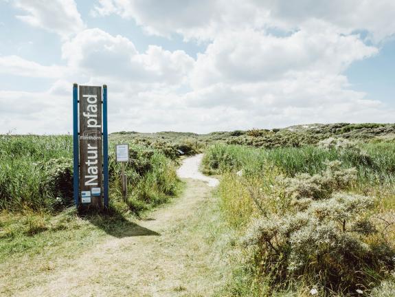 Wegmarke am Startpunkt des Naturpfades Flinthörn